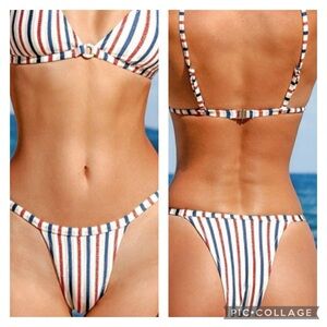 Cupshe Women’s Multicolor Metallic Striped Bikini Bottom Size S NWT